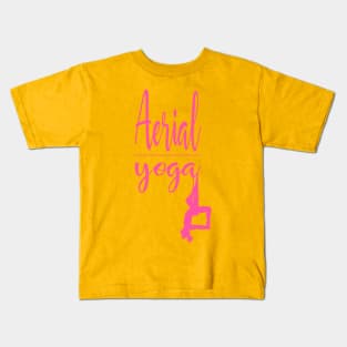 Aerial Yoga Woman Figure Pink Design Kids T-Shirt